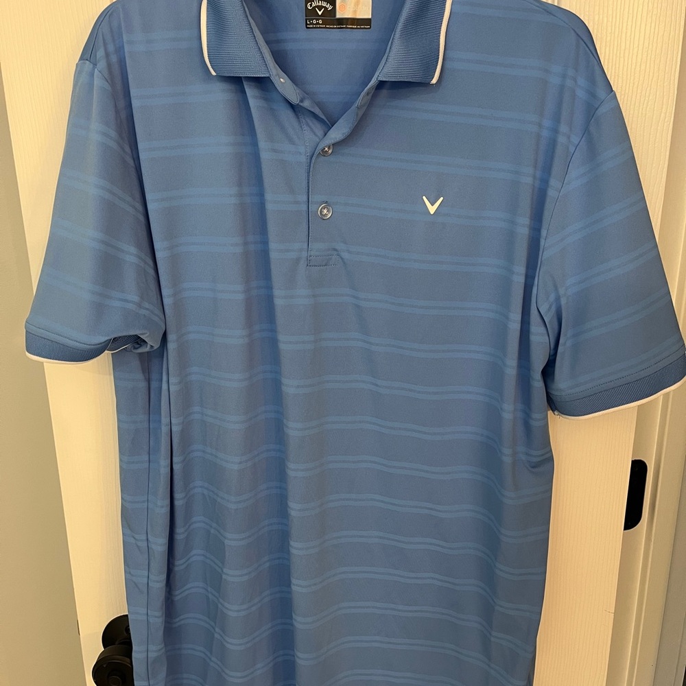 Callaway Men's Striped Blue Polo Shirt size large